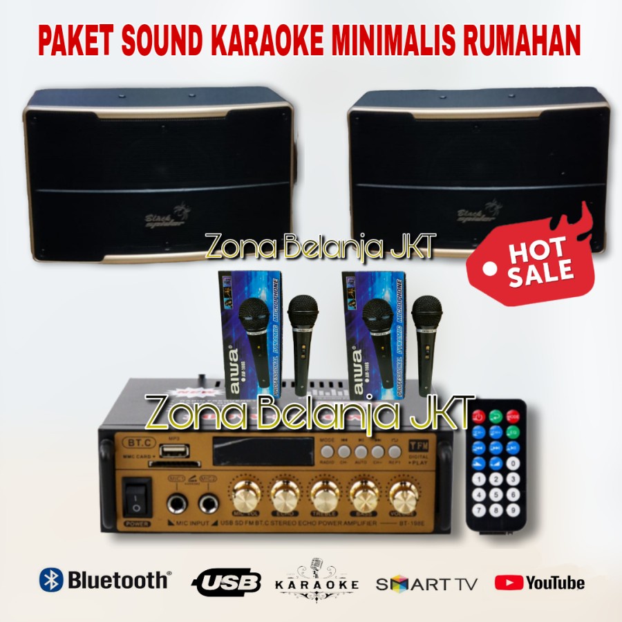 PAKET SOUND SYSTEM KARAOKE HEMAT SPEAKER 6 INCH AMPLIFIER MIC ( M-1 )