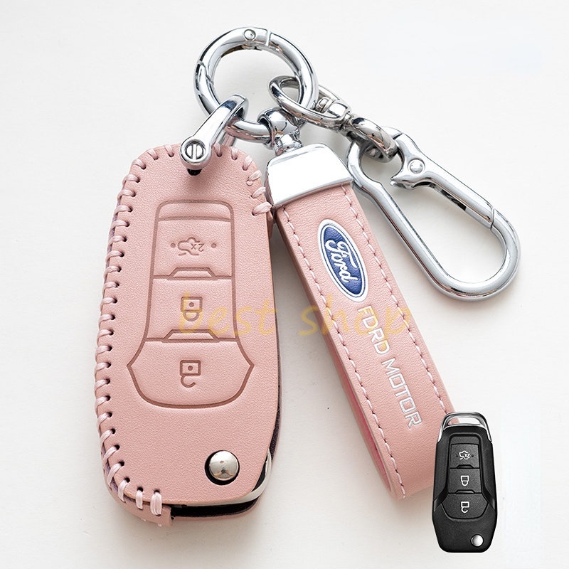 Ford Ranger Kulit Sarung Kunci Mobil Remote Key Case Shell Holder Kantong Key Fob Keychain Untuk Ford Ranger Ecosport Focus