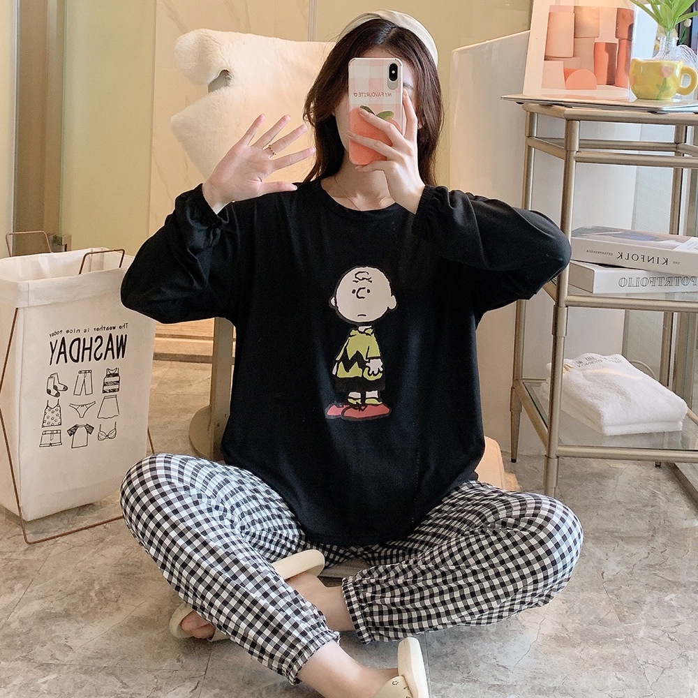 GP1342 SETELAN CELANA PIYAMA BAJU TIDUR JOGER JOGGER WANITA DEWASA PP SPANDEK IMPORT LENGAN PANJANG 