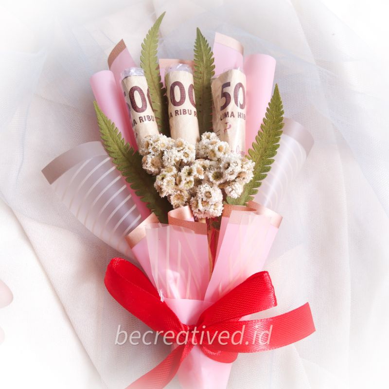 Mini Bouquet Edelweis Money Bouquet isi 3 lembar