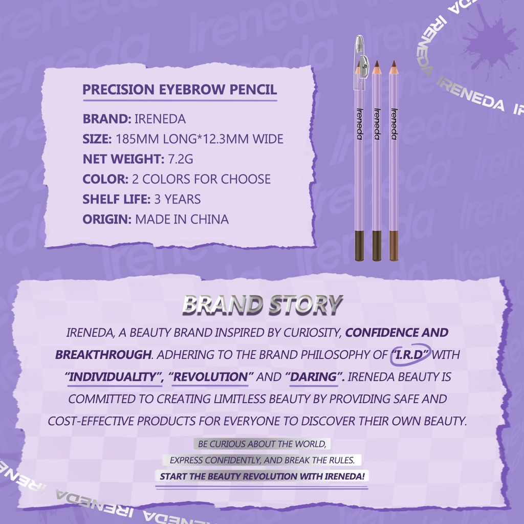 Ireneda Eyebrow Pencil Precision And Sharpener Eyebrow Pensil Alis Ireneda Eyebrow Pencil Waterproof