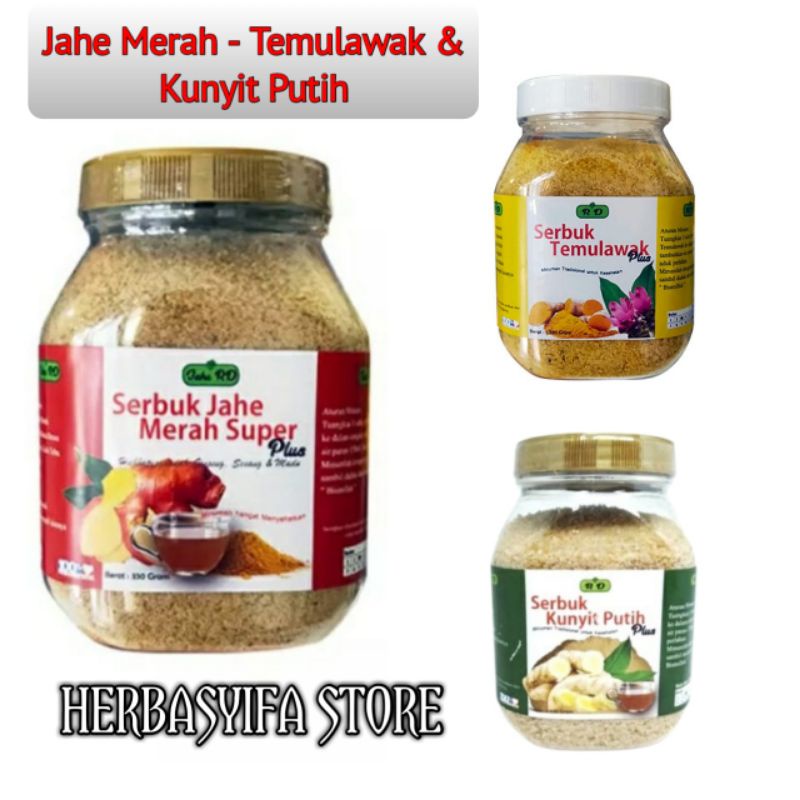 Jahe Merah RD Botol 330 gr - Kunyit Putih - Temulawak Instan Serbuk