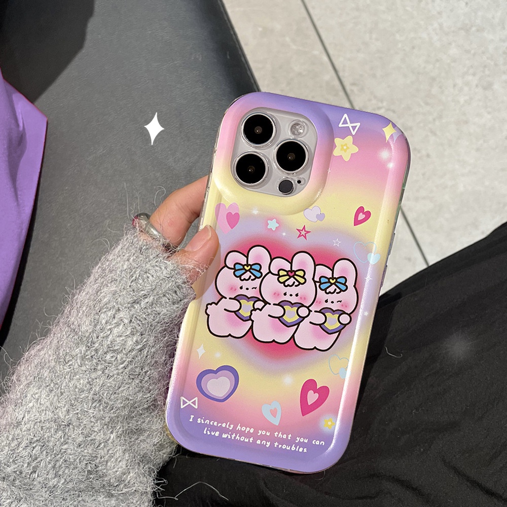 Soft Case Silikon Motif Kartun Kelinci Warna Pink Untuk Iphone 14 11 12 13 PRO MAX