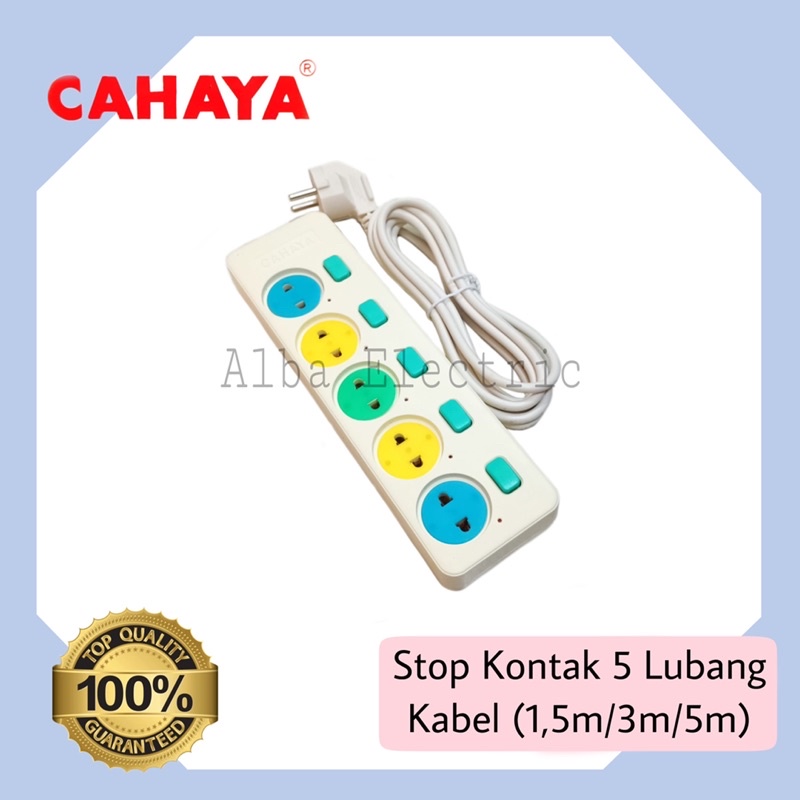 Stop Kontak Gepeng 5 Lubang 1,5M 3M 5M On Off Cahaya SC-795 Socket 5L + Kabel On Off Stop Kontak 5 Lubang + Kabel On Off