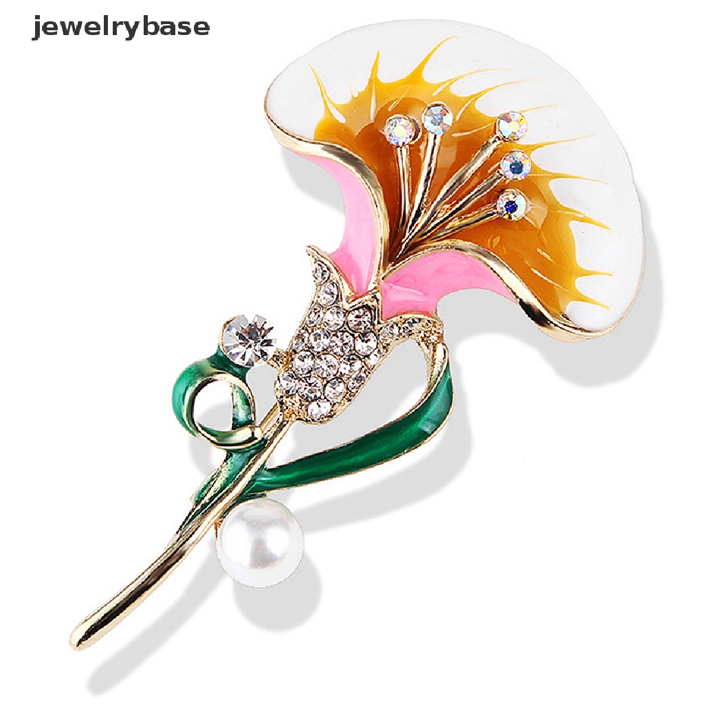 Bros Pin Desain Tanaman Bunga Aksen Berlian Imitasi Gaya Klasik Untuk Wanita