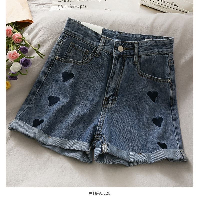 celana jeans pendek stretch jins wanita kulot jeans love hightwaist hot pants wanita cewek ootd korean style kekinian