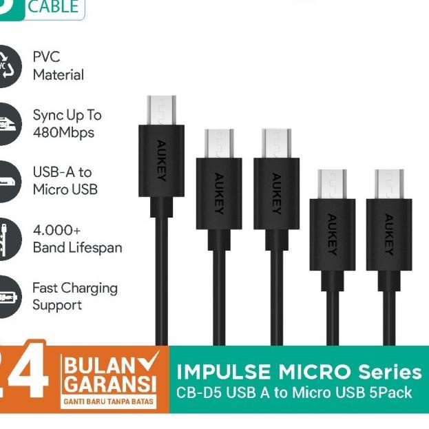 AUKEY CB-D5 (5 Pcs) 5PACK MICROUSB / KABEL DATA AUKEY ORIGINAL