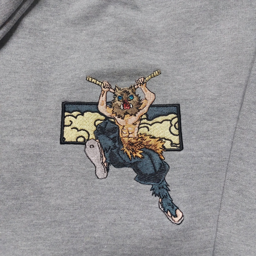 Crewneck Inosuke Embroidery Anime Manga Demon Slayer Kimetsu No Yaiba