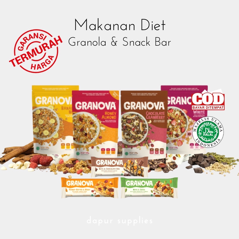Granola Granova Makanan Sehat / Snack Bar Enak Halal dan Praktis