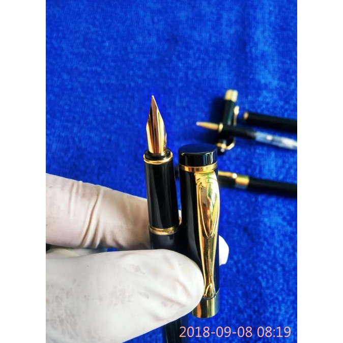 

Fountain Pen 021Black.Pena Tinta Isi Nib M.Gold