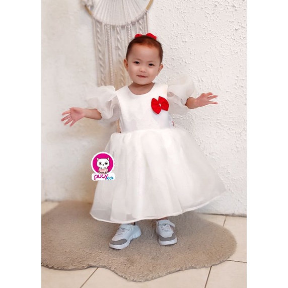 Gaun Anak Organza Putih