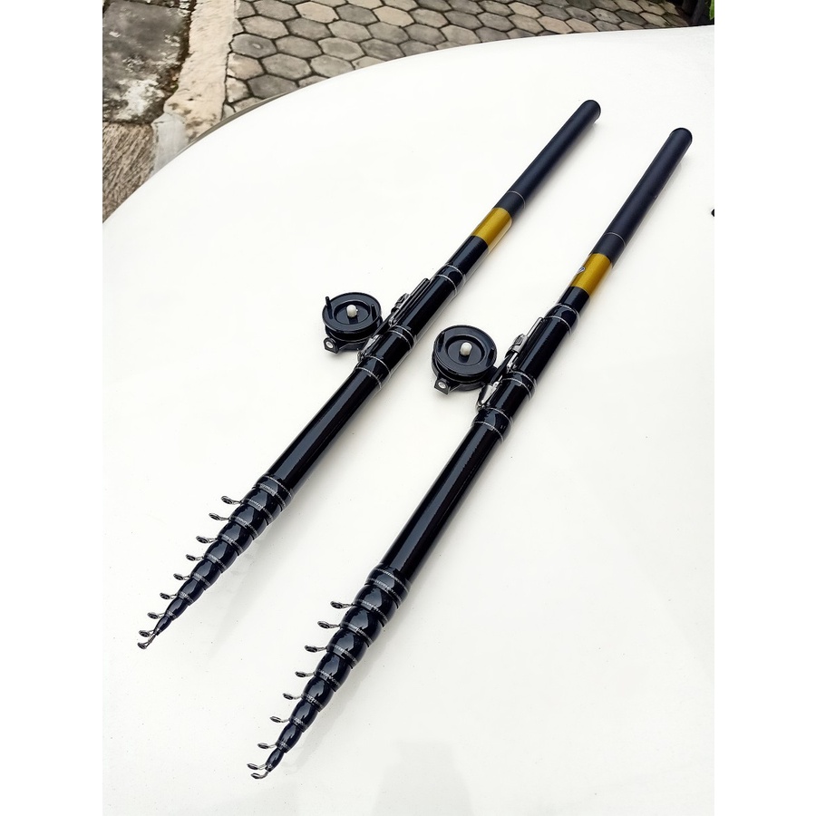 Joran pancing Tegek custom kolong carbon 4,5m + reel