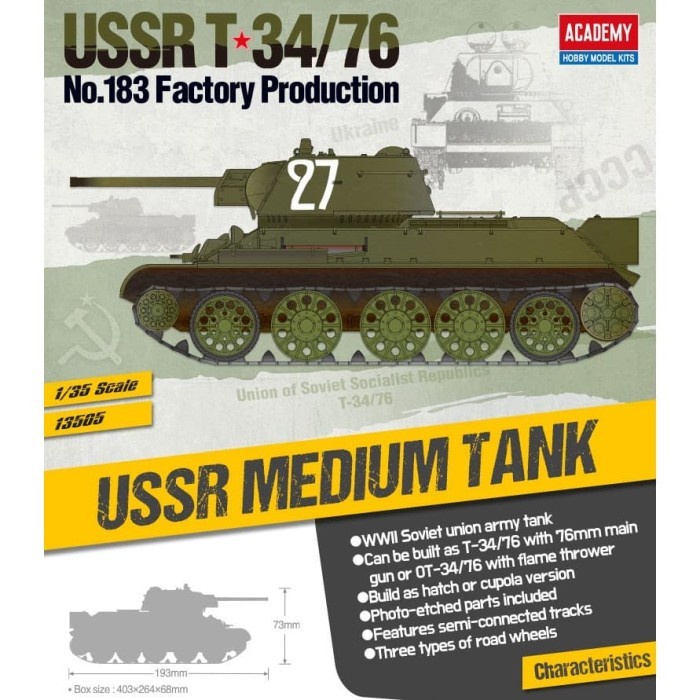Model Kit Academy USSR T-34/76 "No.183 Factory Production" 13505