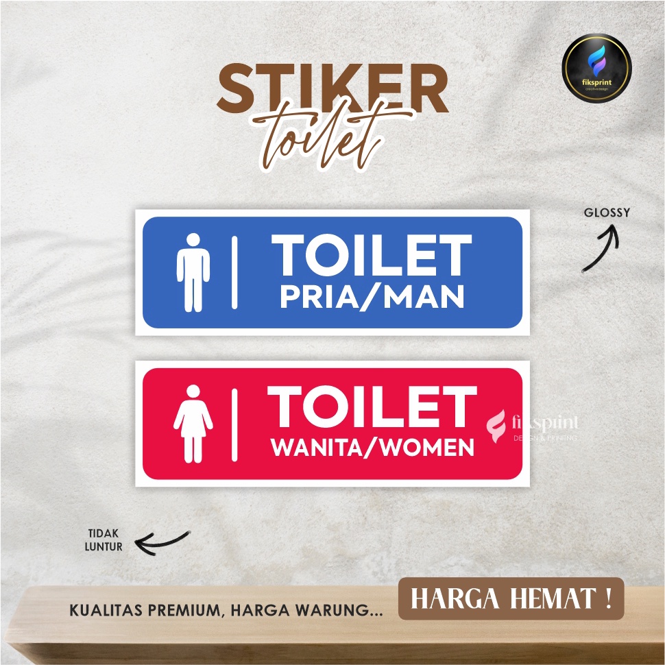 Sticker Toilet Waterproof Toilet Pria Wanita Petunjuk Arah Toilet