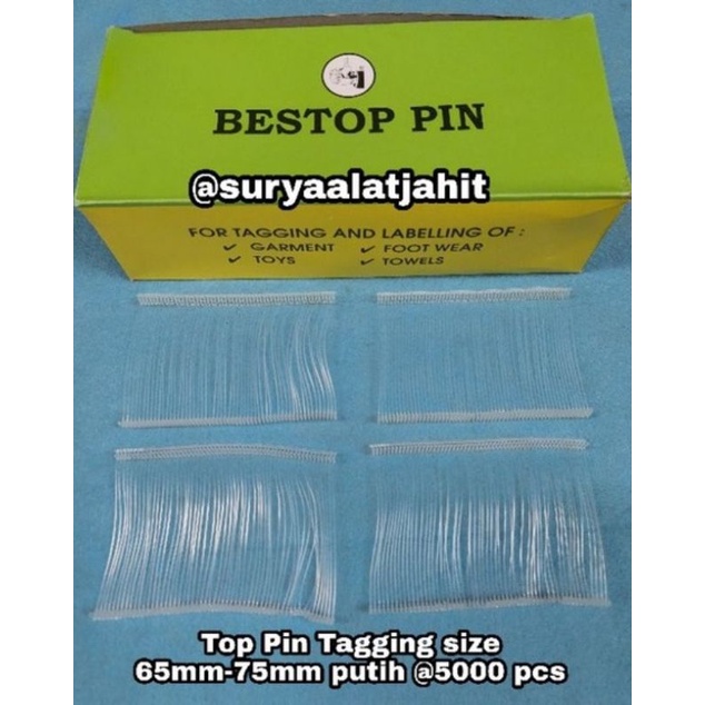 Tagpin Toppin plastik uk.65mm 75mm Pth@1ktk rp.35.000/5000pcs