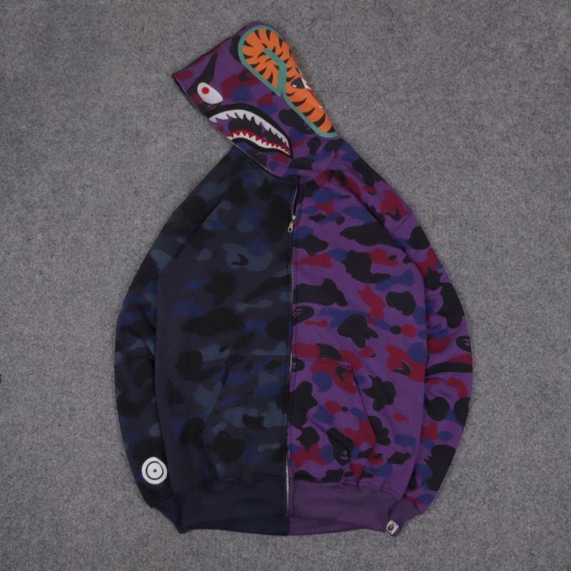 SWEATER HOODIE ZIPPER BAPE WGM CAMO WHITE/RED/PURPLE FULLTAG &amp; LEBEL