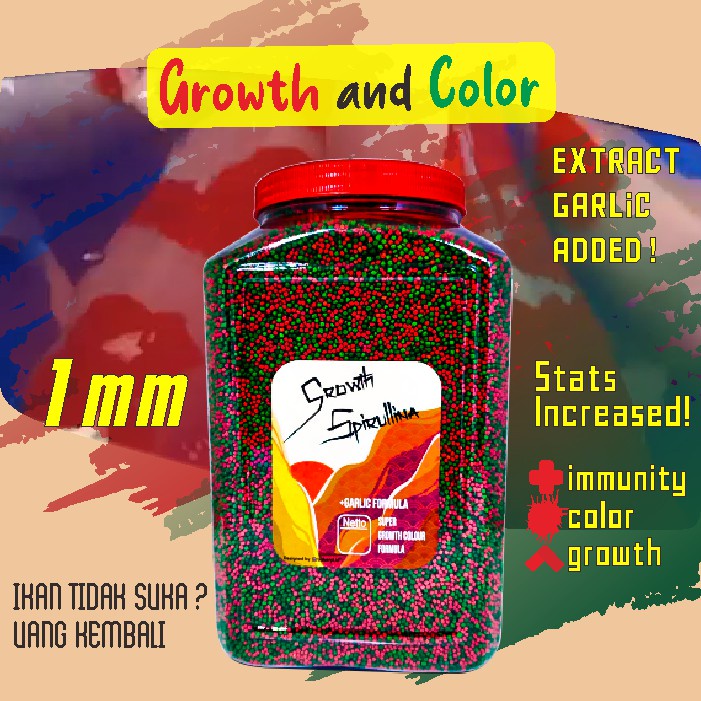 Ikanesia pelet ikan koi Growth Spirulina / makanan ikan koi / pelet ikan koi / pakan ikan koi