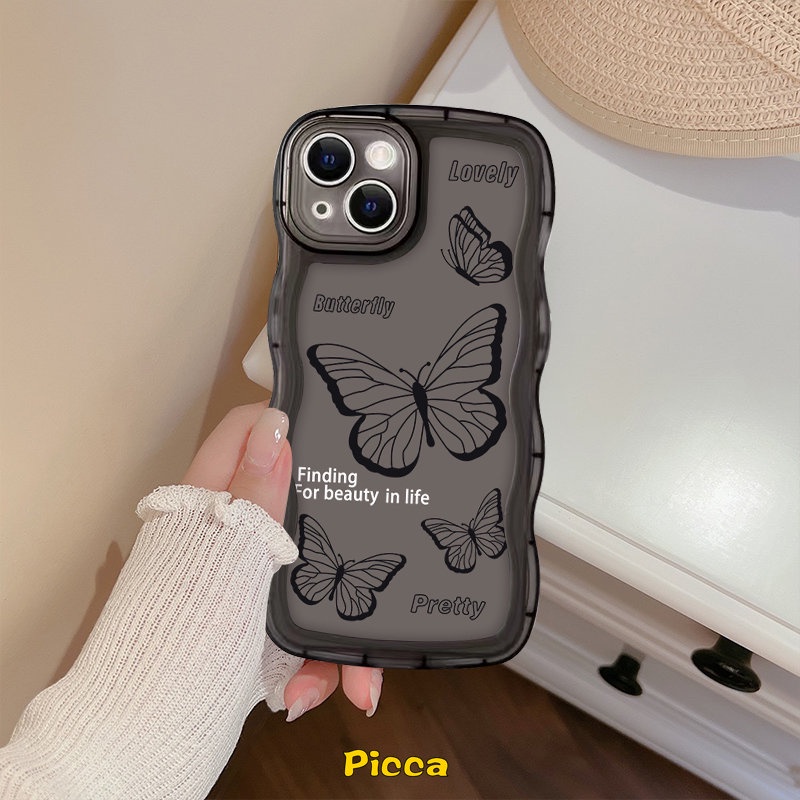 Casing Softcase TPU Redmi 9A 10 9T 10A 10C 9C 9C NFC Redmi Note 9 8 10 11 11s 10s 10Pro 10Pro Max Plus Aksen Kupu-Kupu Hitam