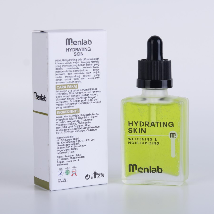 Menlab Hydrating Skin Serum Wajah Mencerahkan Dan Glowing Untuk Pria Bekas Jerawat 30Ml