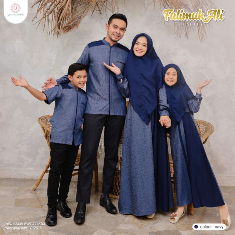 Sarimbit 2023 FATIMAH ALI Qinara Hijab Bahan Jaguard Family Set Seragam Lebaran Keluarga Ied Series