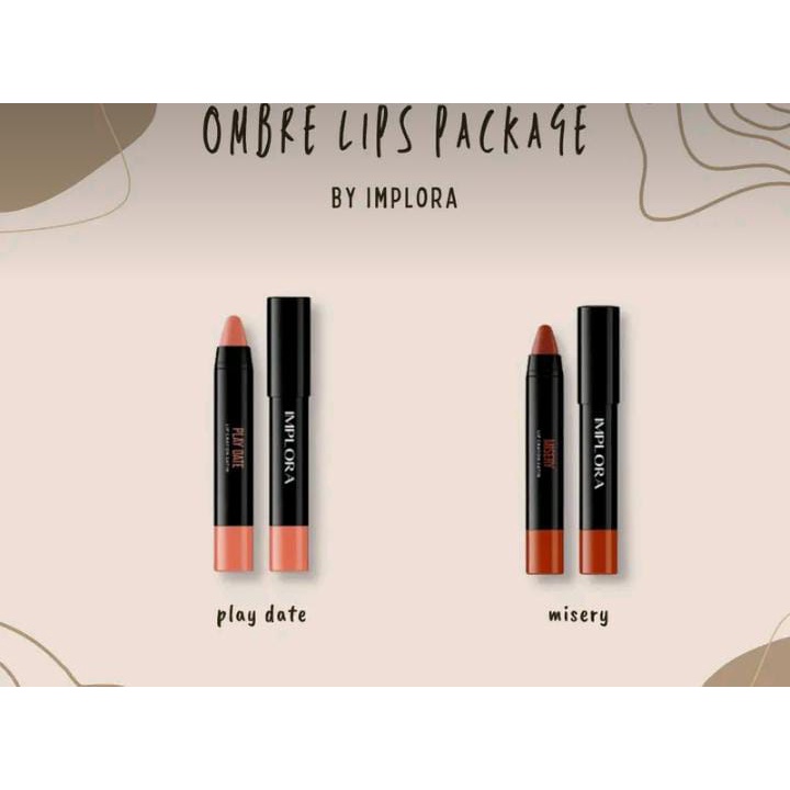 1 SET OMBRE LIPS IMPLORA LIP CRAYON PLAYDATE + MISERY