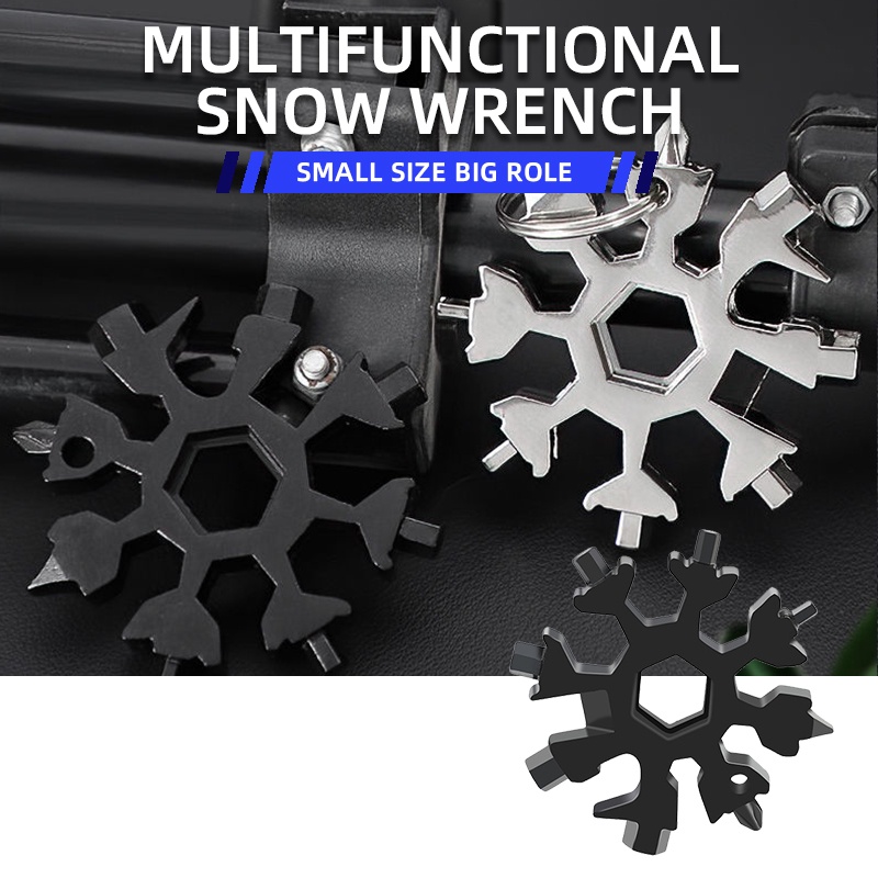 Portable Multi Snowflake Shape Wrench Gantungan Kunci 18 in 1 Snowflake Multifungsi Serbaguna Survival 18in1