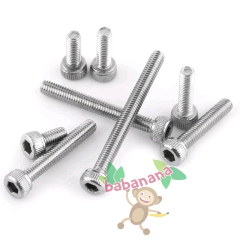 160pcs M3 hex screw cap head baut sekrup stainless besi set kit