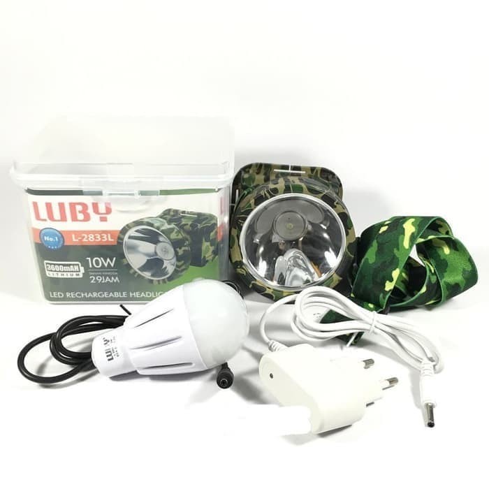 COD Luby Senter Kepala LED 10 Watt Super Terang Lithium Luby L-2833L LED 10 Watt Cahaya Putih
