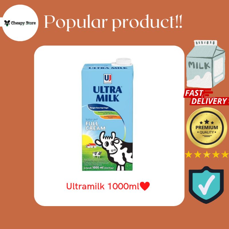 

Susu UHT Ultra milk full cream 1000 ml / 1 L