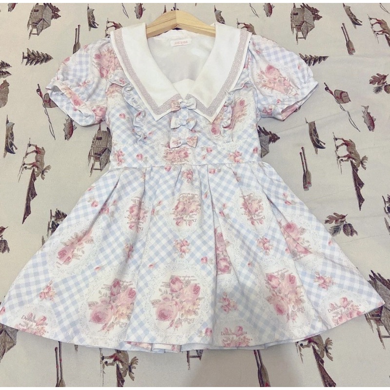 KOLPRI LIZ LISA SAILOR ROYAL GINGHAM ROSE FAIRYTALE IN BLUE TUNIC