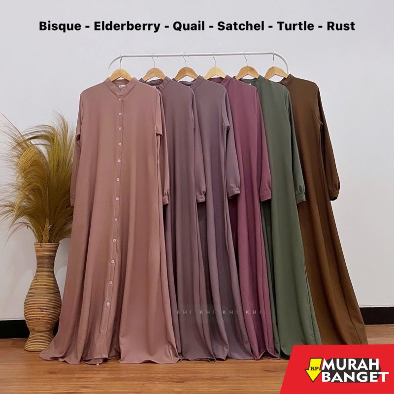 model gamis kombinasi polos terbaru 2022 LOCA DRESS GAMIS FULL KANCING