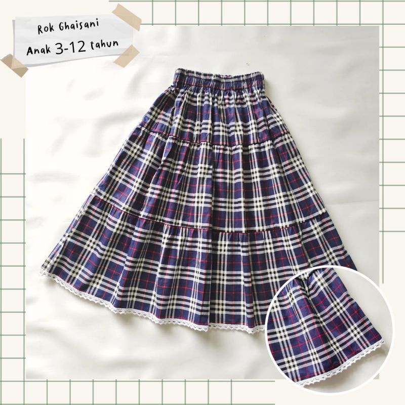 rok  anak panjang renda motif blubery  3-10 tahun