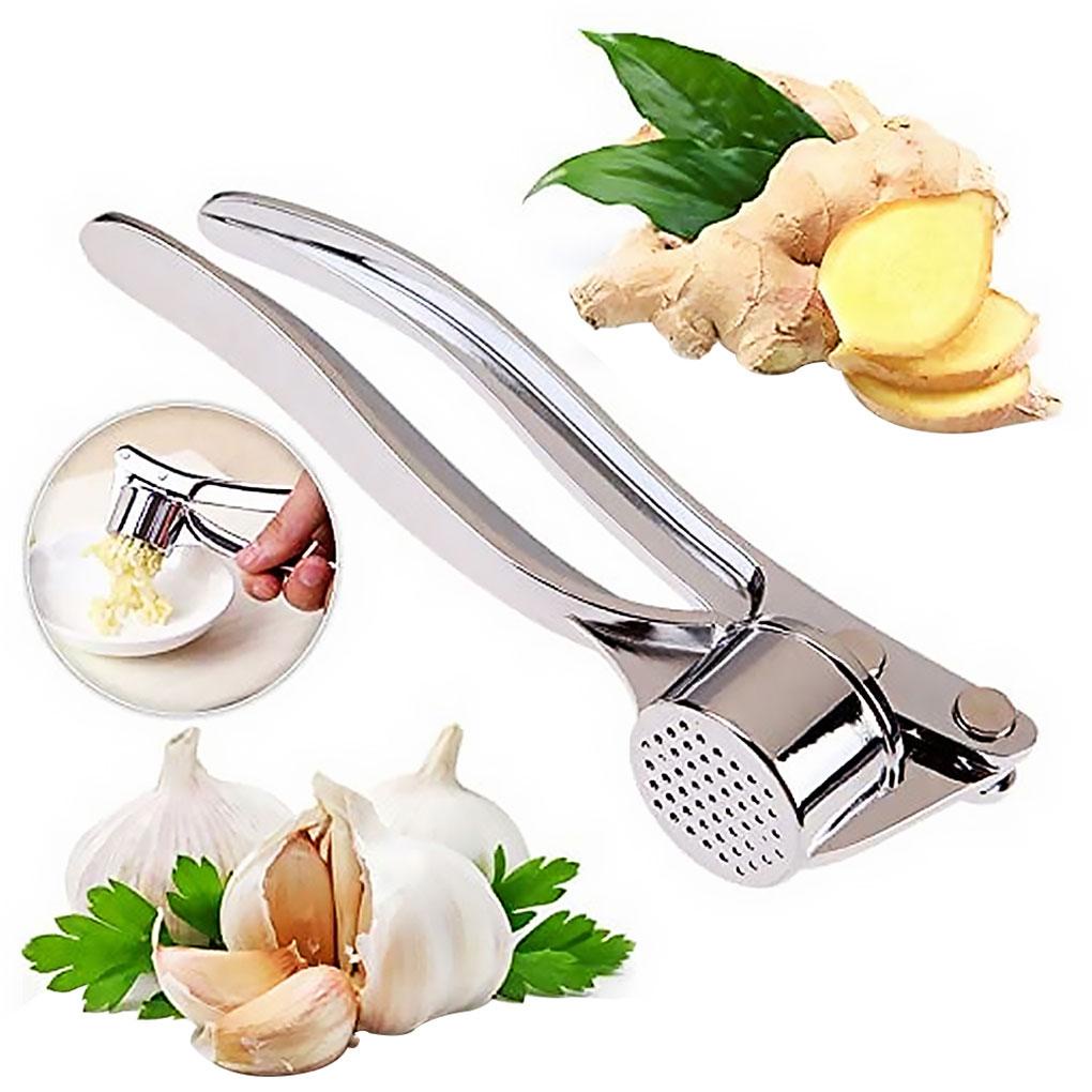 Anti Air Anti Korosi Garlic Press Penghancur Multifungsi Squeezer Masher Stainless Steel Mincer Silver Seperti Ditunjukkan
