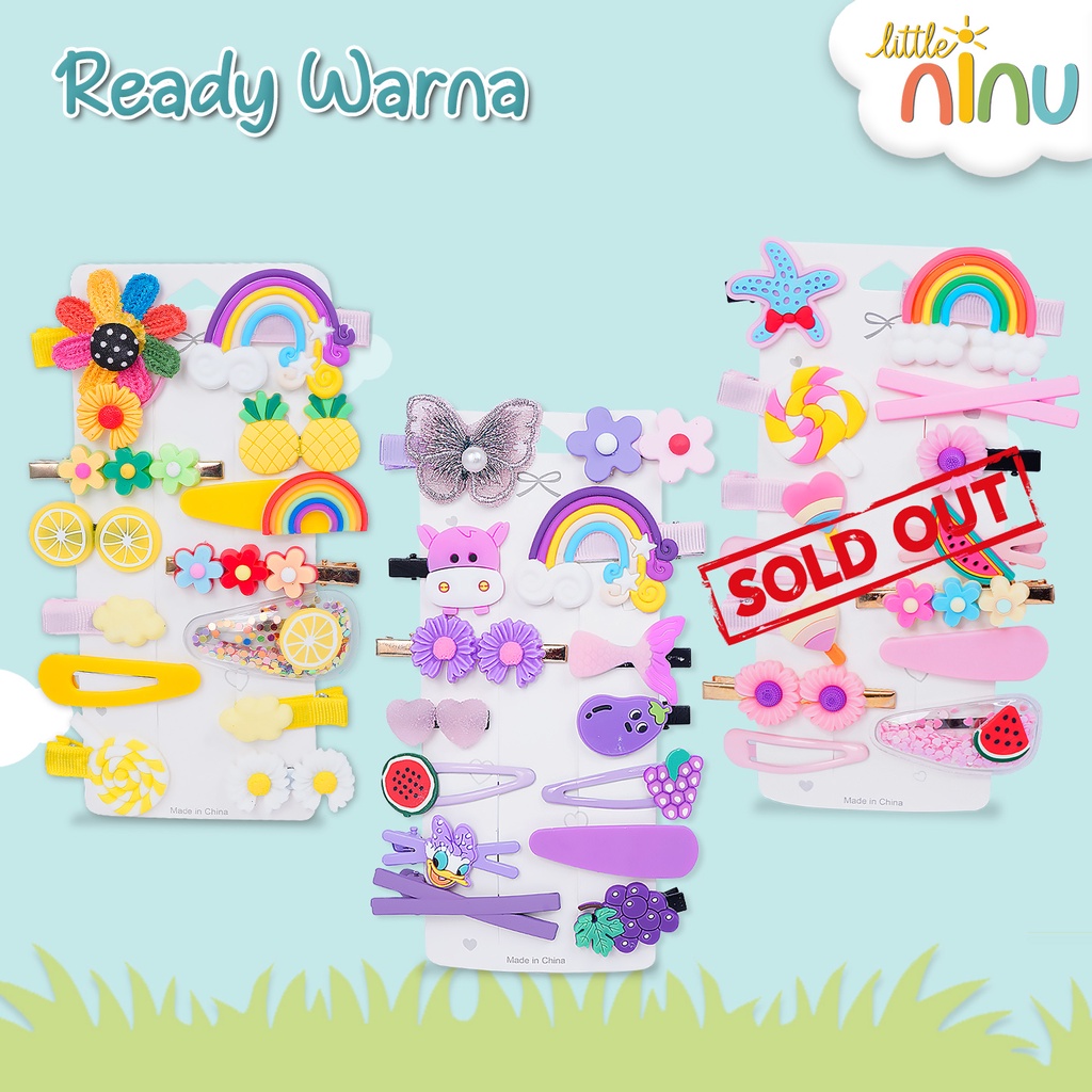 LITTLE NINU Jepit Rambut Anak Set Pelangi Rainbow Hair Clips 14 Pcs