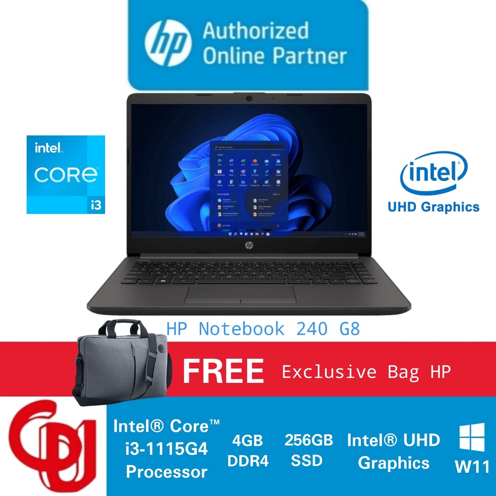 HP NOTEBOOK 240 G8 61G47PA i3-1115G4 4GB 256GB SSD W11 HOME