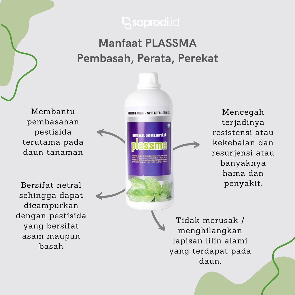 Surfaktan PLASSMA Plasma perekat penembus perata Tanaman 1Liter