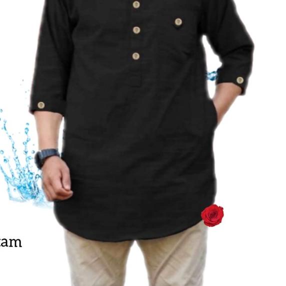 Baju Kemeja Koko Qurta Pria Muslim - Orange, M