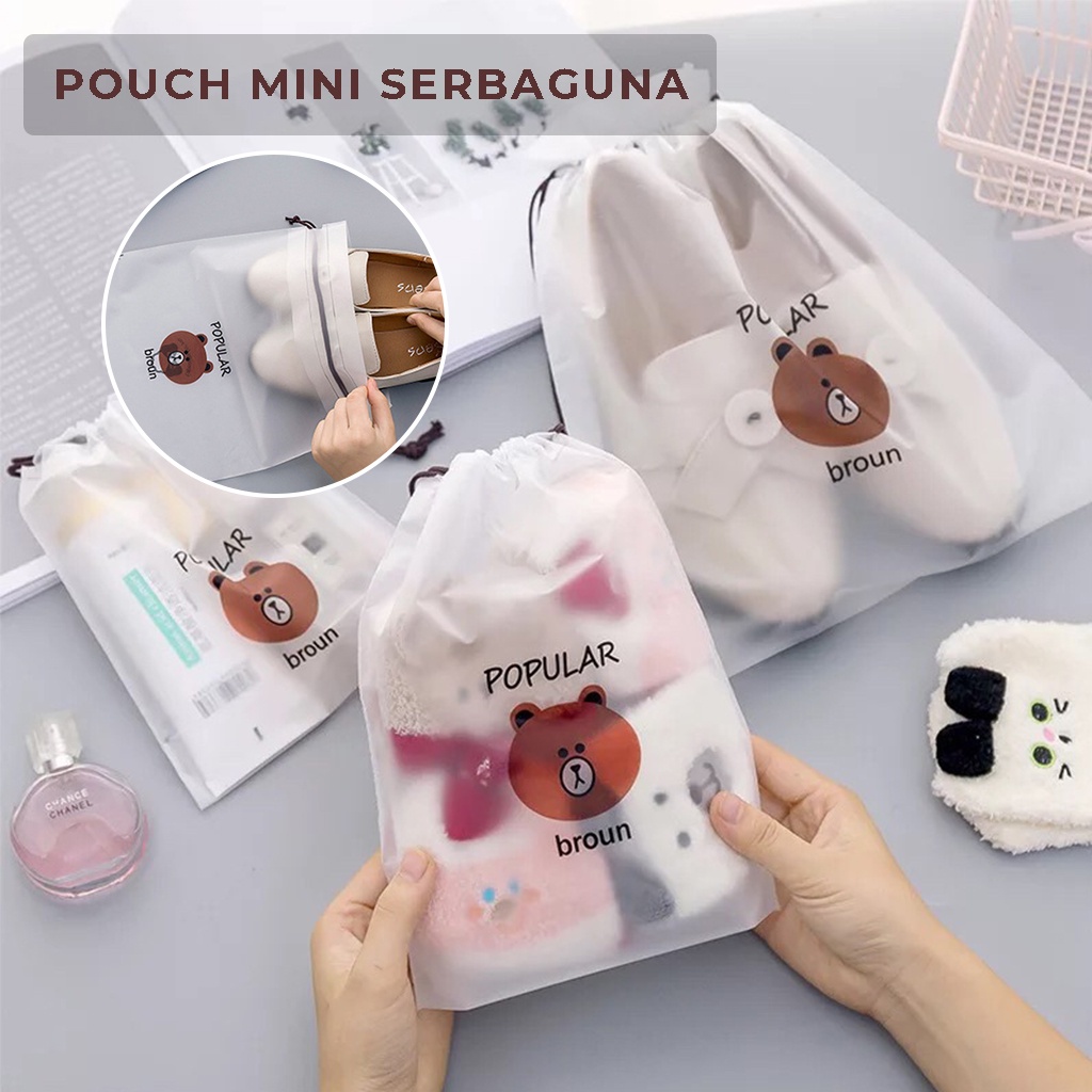 Travel Pouch Serut Organizer Bag Serbaguna Kantong Waterproof Tempat Penyimpanan Kosmetik Sabun Sepatu Sandal Lainnya Tas Make Up Plastik Anti Air Aman Rapi Anti Slip | GROSIRXPRESS