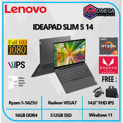 LENOVO IDEAPAD SLIM 5 14 RYZEN 5 5625U 16GB 512SSD VEGA7 W11+OHS 14.0&quot;FHD IPS