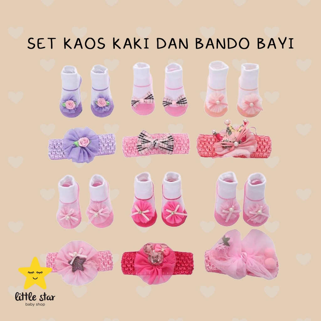 Set Kaos Kaki Bando Bayi Newborn Cewek