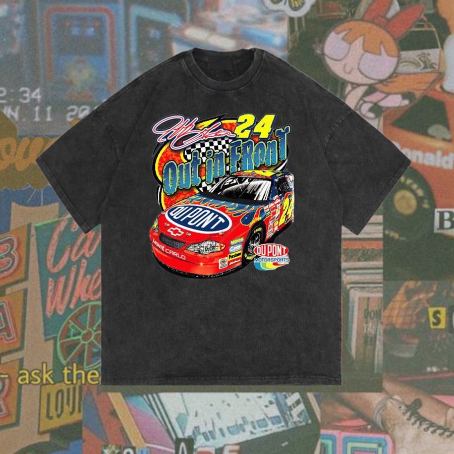 HAPI BASIC "Nascar DU PONT MOTORSPORT" JDM T-Shirt | Stone Wash | Kaos Nascar DU PONT Out in Front |