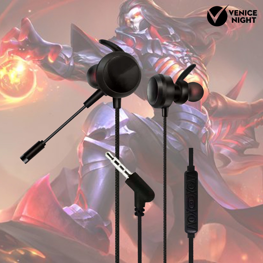 (VNEP) (Berkabel) GM-D2 Earphone Gaming In-ear Dinamis 3,5mm Berbentuk L Universal dengan Mikrofon