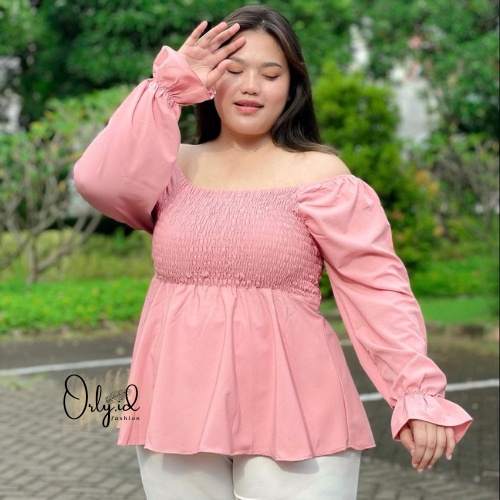 S-XXXXL YURI Baju sabrina Baju Atasan Sabrina Wanita Jumbo Crop Top Korean Style Blouse Lengan Panja
