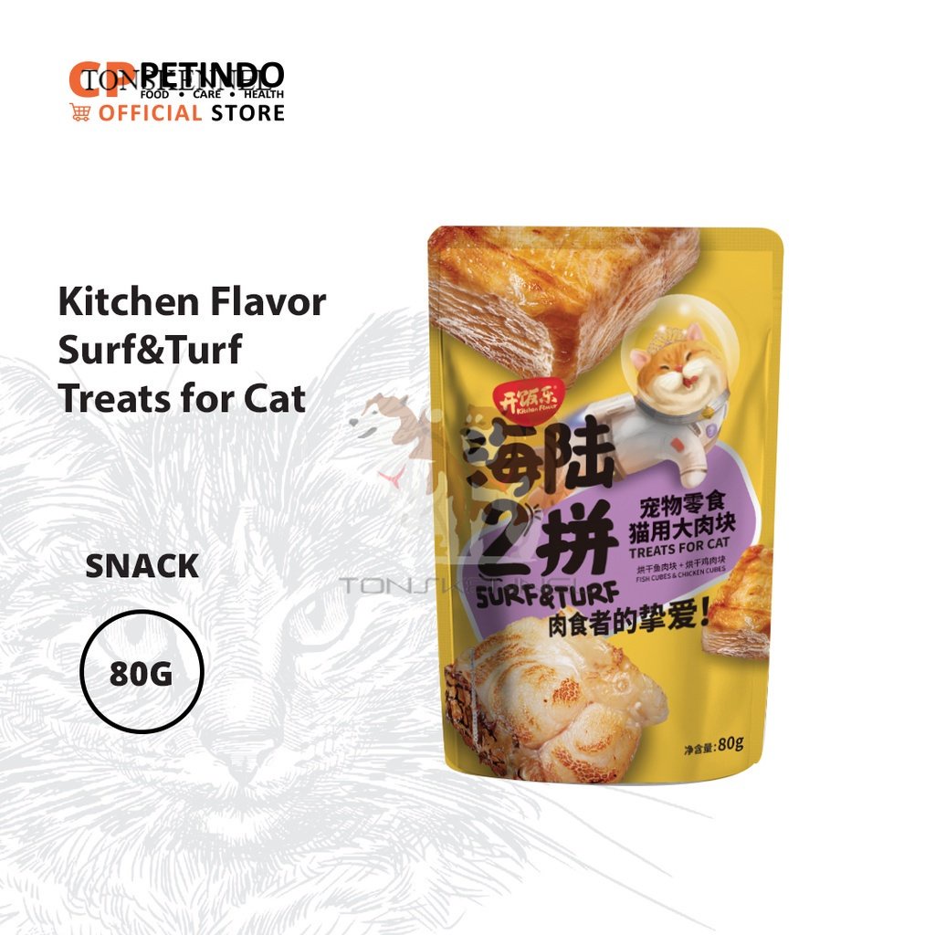 Kitchen Flavor Cat Snack Surf &amp; Turf 80 gr KF Snack Protein Tinggi