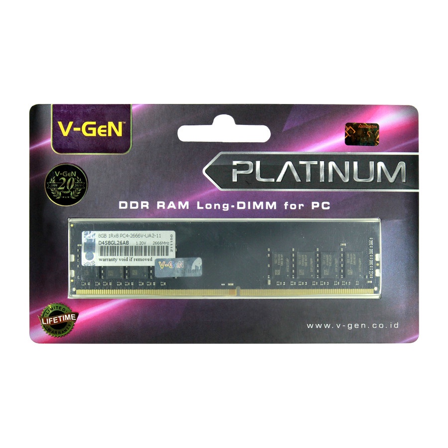 RAM DDR4 V-GeN Platinum 8GB PC21300/2666Mhz LongDimm (Memory PC VGEN)