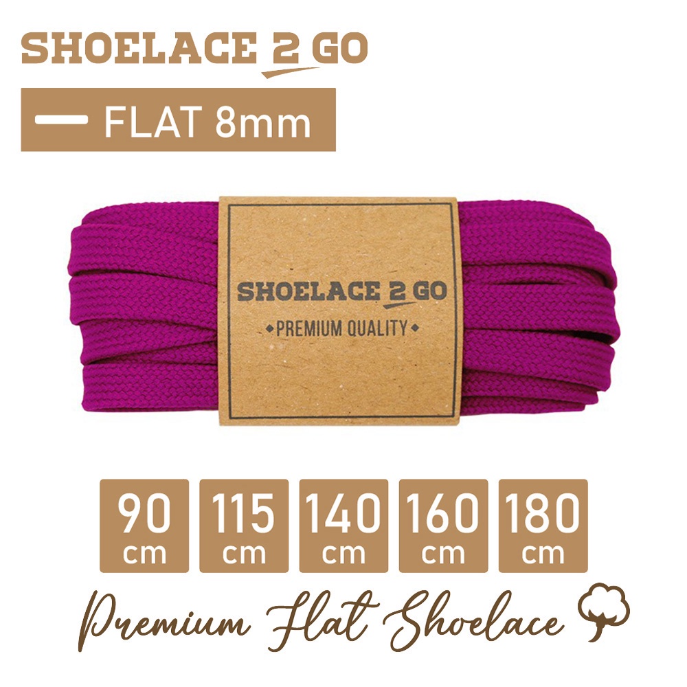 SHOELACE 2 GO PREMIUM TALI SEPATU GEPENG PIPIH FLAT - SF8 - L1 - PURPLE - 8MM