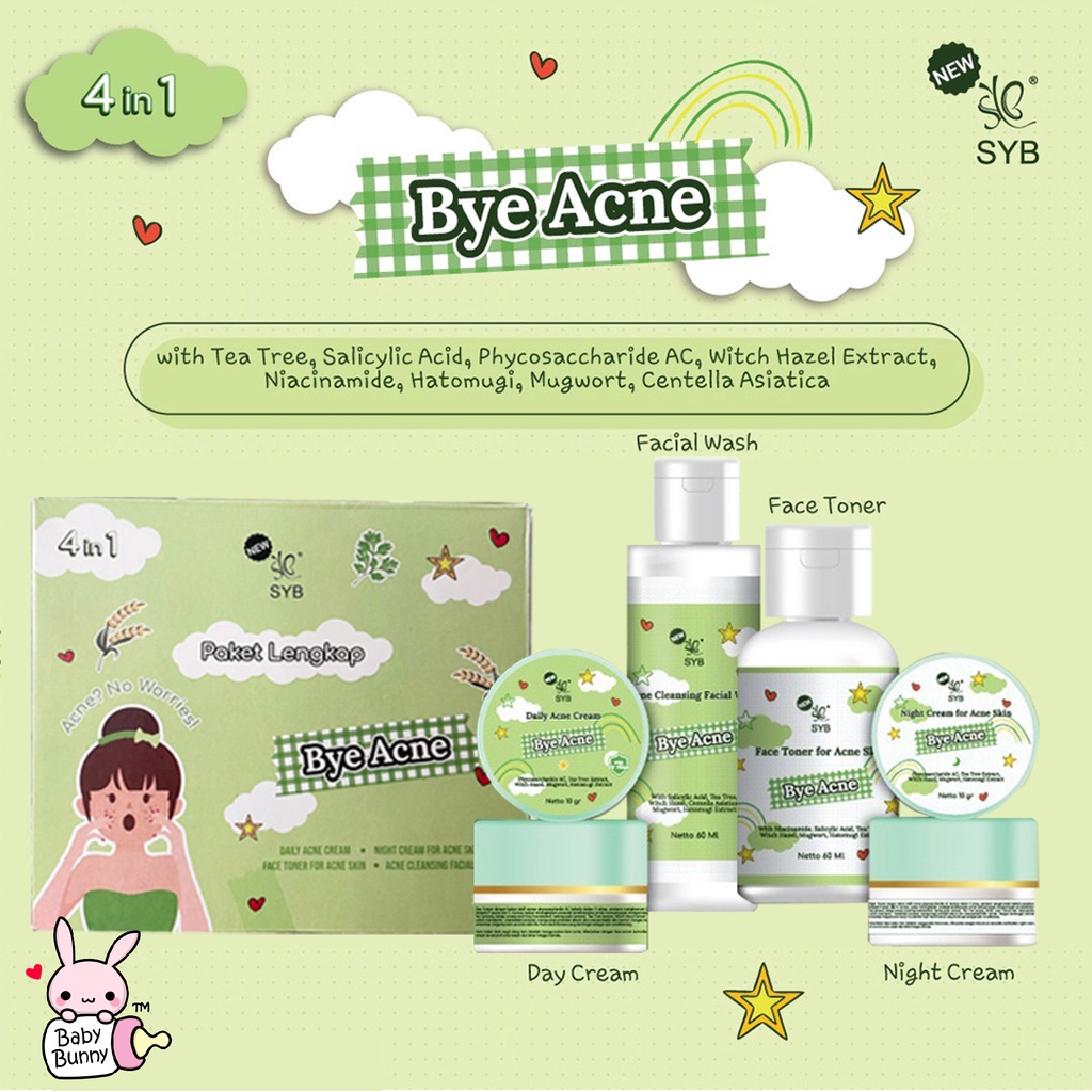 ❤ BELIA ❤ SYB Paket Skincare 4in1 | Paket lengkap Brightening &amp; Skin Moisturizing | Paket lengkap bye acne | BPOM