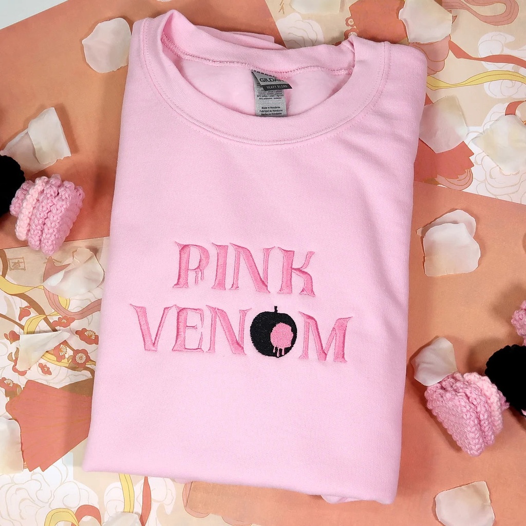 Sweater Crewneck PINK VENOM Bordir Embroidery Premium Blackpink Merchandise