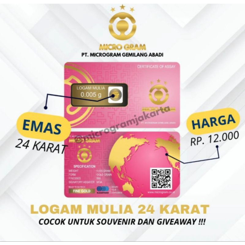 EMAS MINI 0.005 GRAM LOGAM MULIA 24 KARAT GIFT SAUVENIR PERNIKAHAN
