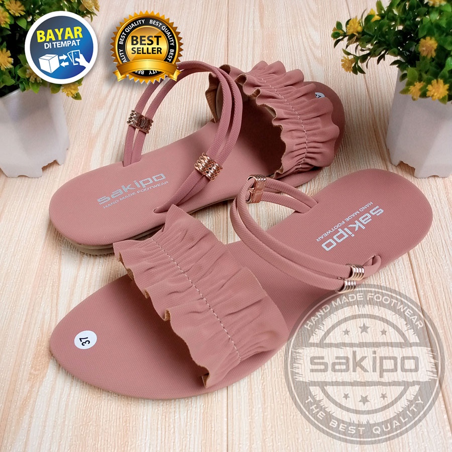 PROMO BIG SALE 12.12 !! SANDAL WANITA DEWASA SLOP KERUT TALI BELAKANG CANTIK NYAMAN DIPAKAI / SANDAL REMAJA SLOP KERUT LED TRENDI KEKINIAN MURAH LEMBUT DI KAKI / SAKIP0